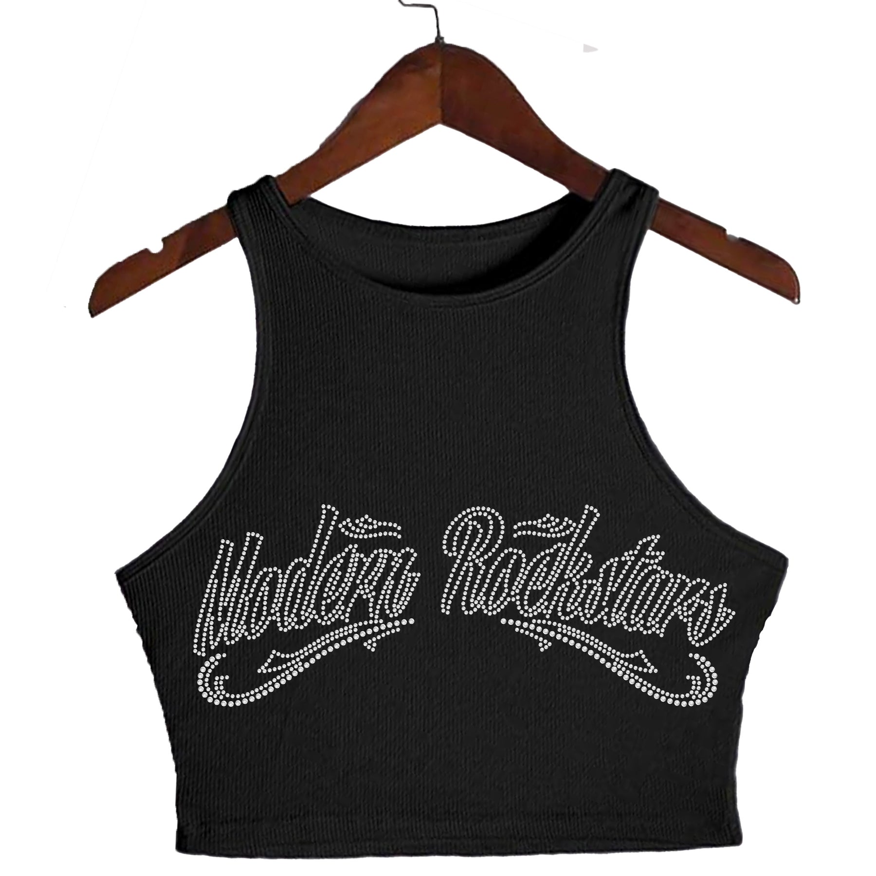 Womens Rhinestone - Stretchy Crop Tank