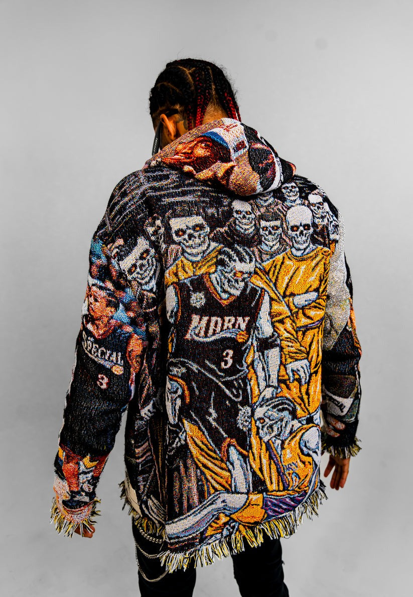 Back of our Allen Iverson tapestry hoodie 