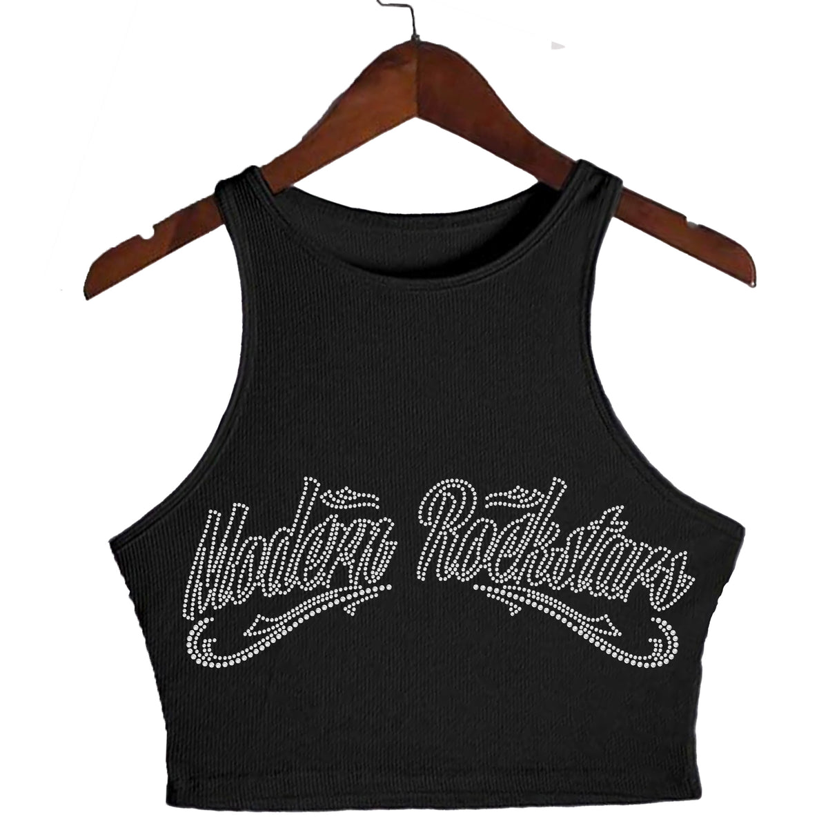 Womens Rhinestone - Stretchy Crop Tank